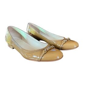 Gucci Patent Leather Horsebit Squared Toe Cap Ballet Flats EU 38 US 8